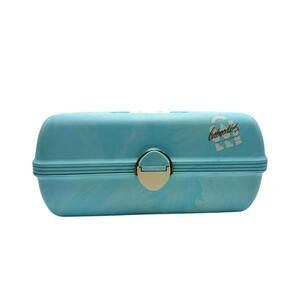 Vintage Retro Caboodles Makeup Case Teal Blue Plastic Travel Organizer